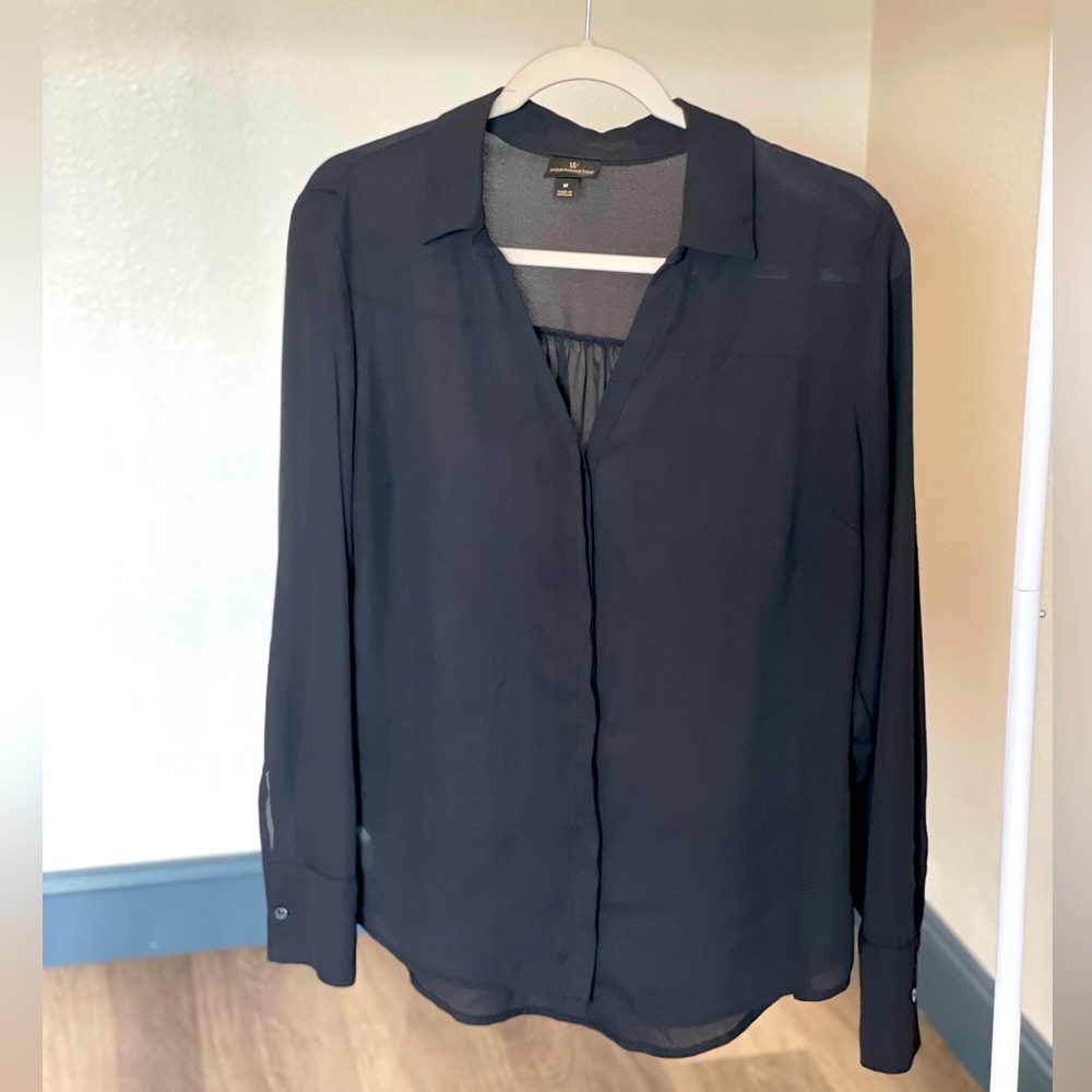 Black, button down blouse